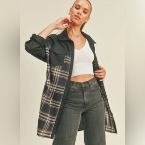 Stylish Black and Gray Plaid Women's Utility Jacket, Day & Night, NWT, L